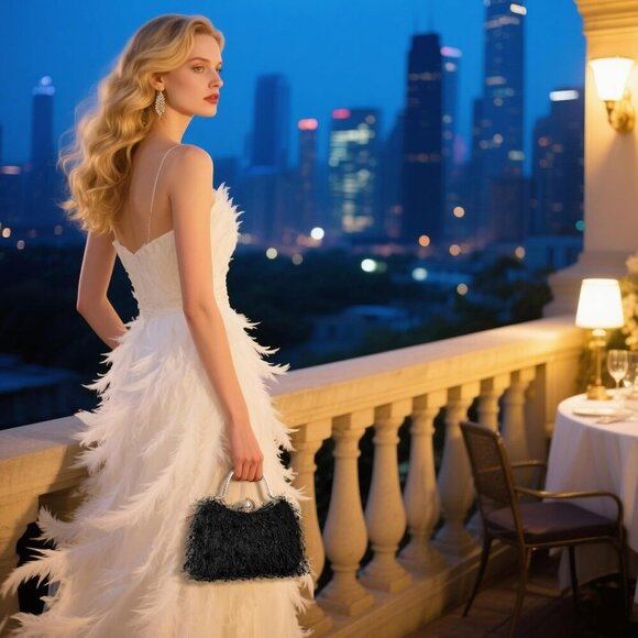 Women's Evening Handbag Clutch Purse Shoulder Bag for Weddings and Parties - Picture 7 of 7